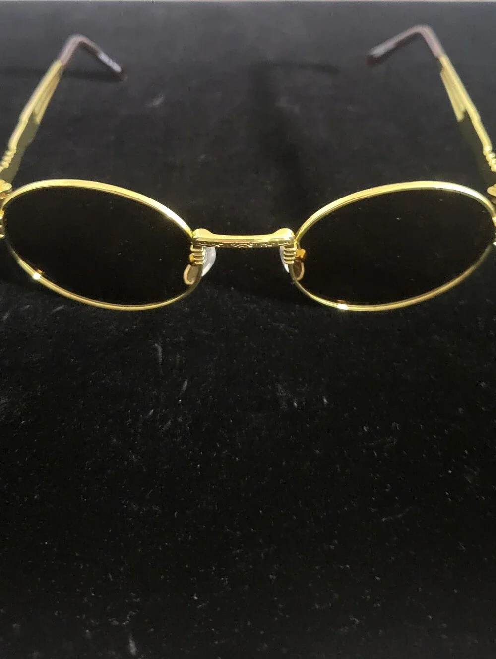 Unisex Gold Round Metal Frame Sunglasses - Brown Lenses
